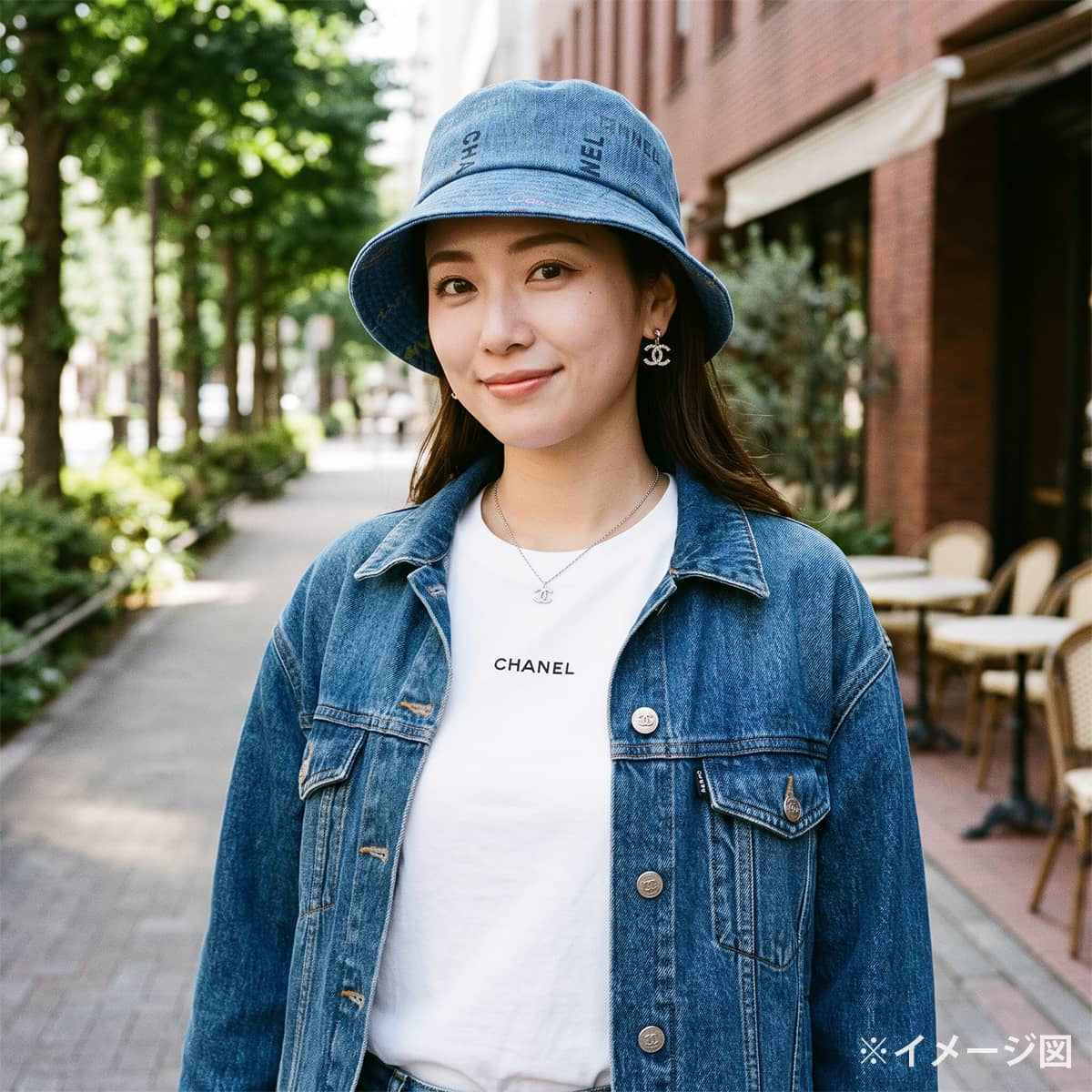 2022SS CHANEL hat Bucket hat denim crusher logo #L Blue/Multicolor Cotton AA8086[EXCELLENT][Authentic]