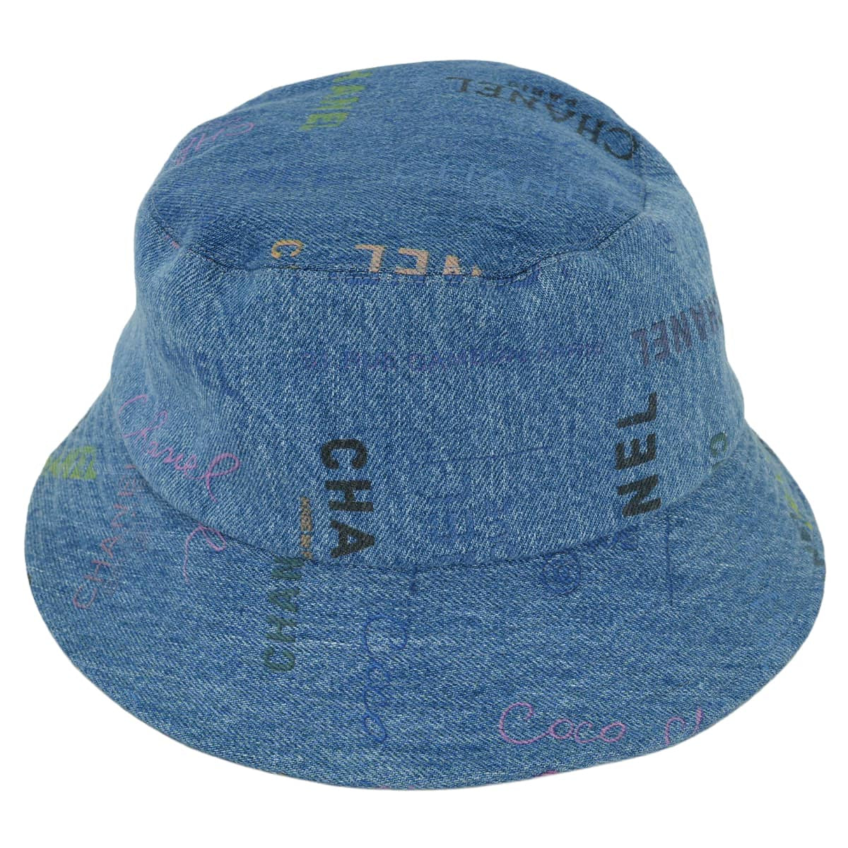 2022SS CHANEL hat Bucket hat denim crusher logo #L Blue/Multicolor Cotton AA8086[EXCELLENT][Authentic]