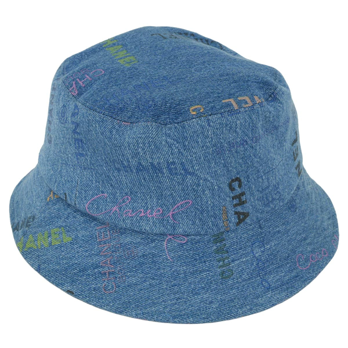 2022SS CHANEL hat Bucket hat denim crusher logo #L Blue/Multicolor Cotton AA8086[EXCELLENT][Authentic]