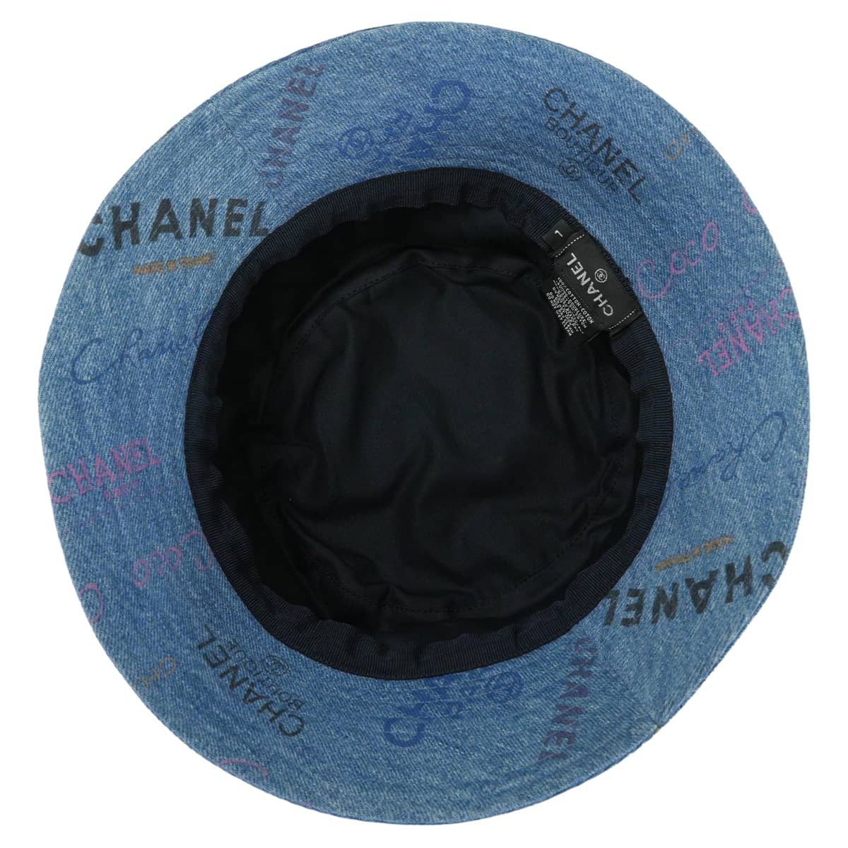 2022SS CHANEL hat Bucket hat denim crusher logo #L Blue/Multicolor Cotton AA8086[EXCELLENT][Authentic]