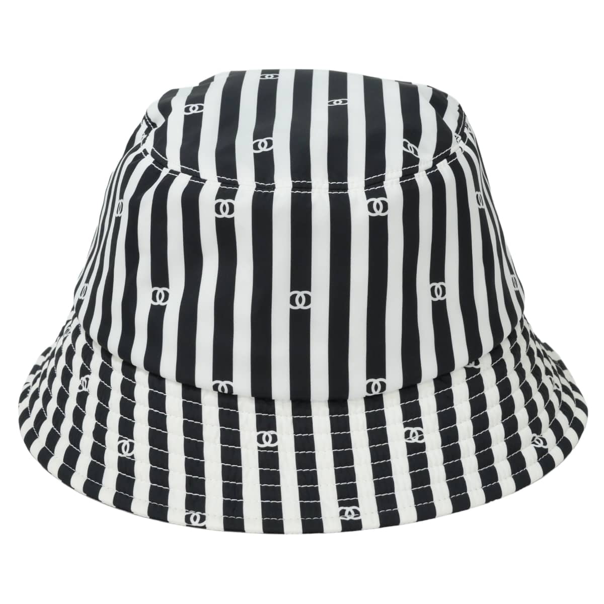 2024SS CHANEL hat Bucket hat COCO Beach striped #L Noir (Black)/Blanc (White) Nylon/Cotton AA9874[EXCELLENT][Authentic]