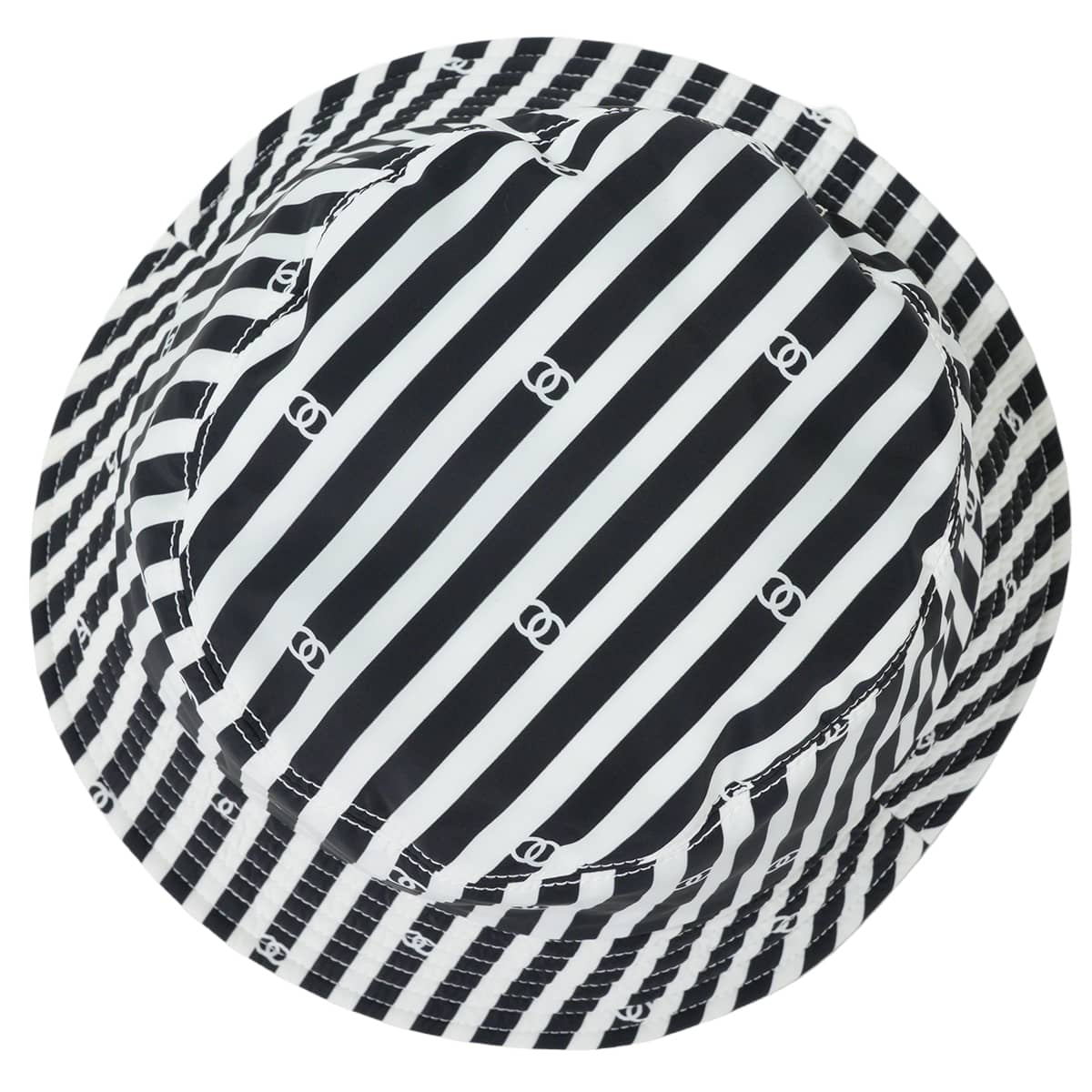 2024SS CHANEL hat Bucket hat COCO Beach striped #L Noir (Black)/Blanc (White) Nylon/Cotton AA9874[EXCELLENT][Authentic]
