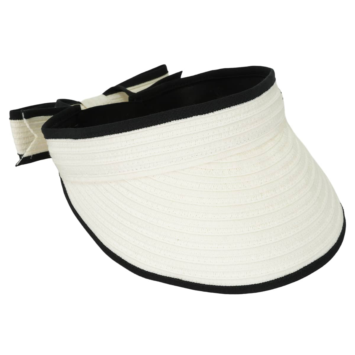 2022SS CHANEL Sun visor Hat COCO Mark Ribbon Two-Tone #M Blanc (White)/Noir (Black) Raffia AA8071[EXCELLENT][Authentic]