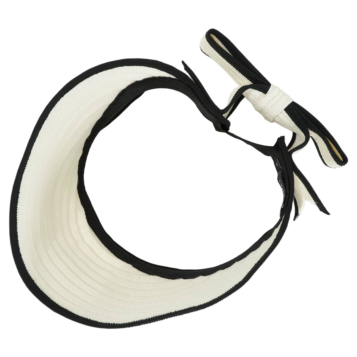 2022SS CHANEL Sun visor Hat COCO Mark Ribbon Two-Tone #M Blanc (White)/Noir (Black) Raffia AA8071[EXCELLENT][Authentic]