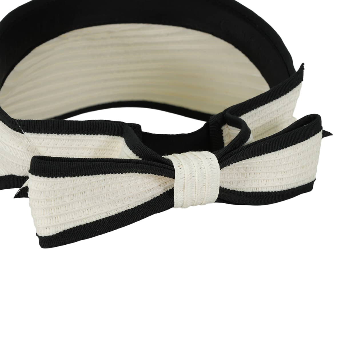 2022SS CHANEL Sun visor Hat COCO Mark Ribbon Two-Tone #M Blanc (White)/Noir (Black) Raffia AA8071[EXCELLENT][Authentic]