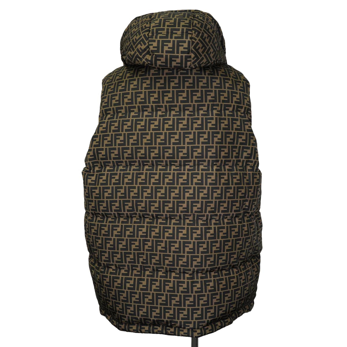 FENDI Down vest Reversible Hood Long LengthZucca pattern/black Nylon #M FAA486 AB3P[EXCELLENT][Authentic]