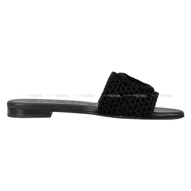 2024SS CHANEL Mules COCO Beach Noir (Black) Crochet #37.5C G45516[EXCELLENT][Authentic]