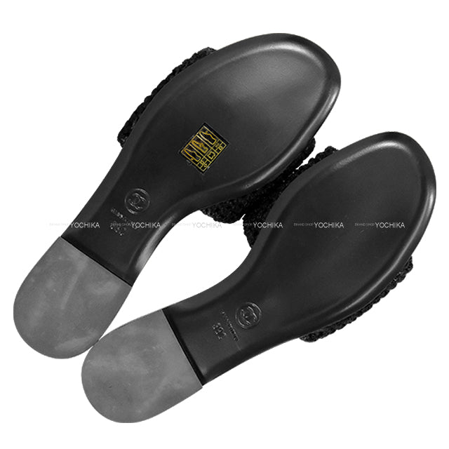 2024SS CHANEL Mules COCO Beach Noir (Black) Crochet #37.5C G45516[EXCELLENT][Authentic]