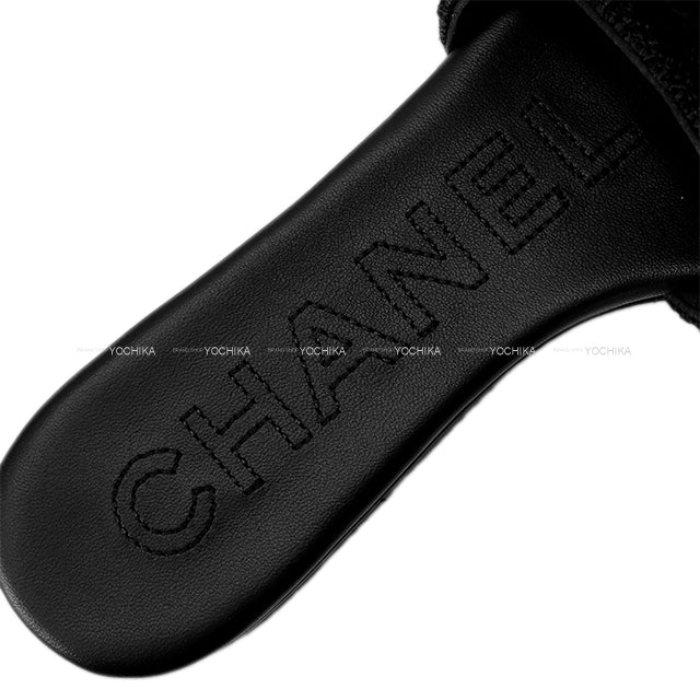 2024SS CHANEL Mules COCO Beach Noir (Black) Crochet #37.5C G45516[EXCELLENT][Authentic]