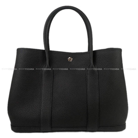 HERMES tote bag Garden Party 36 PM All Leather Noir (Black) Veau Negonda Silver HW Stamp B[BRAND NEW][Authentic]