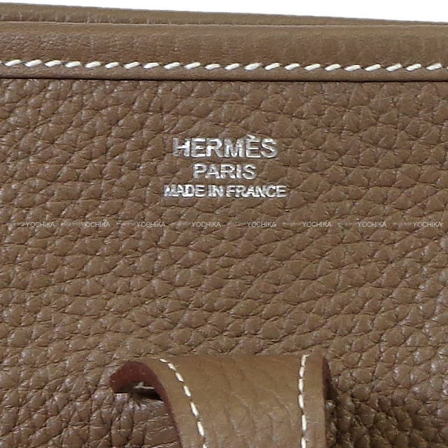 HERMES Shoulder bag Evelyne 29 PM Etoupe Taurillon Clemence Silver HW Stamp W[EXCELLENT][Authentic]