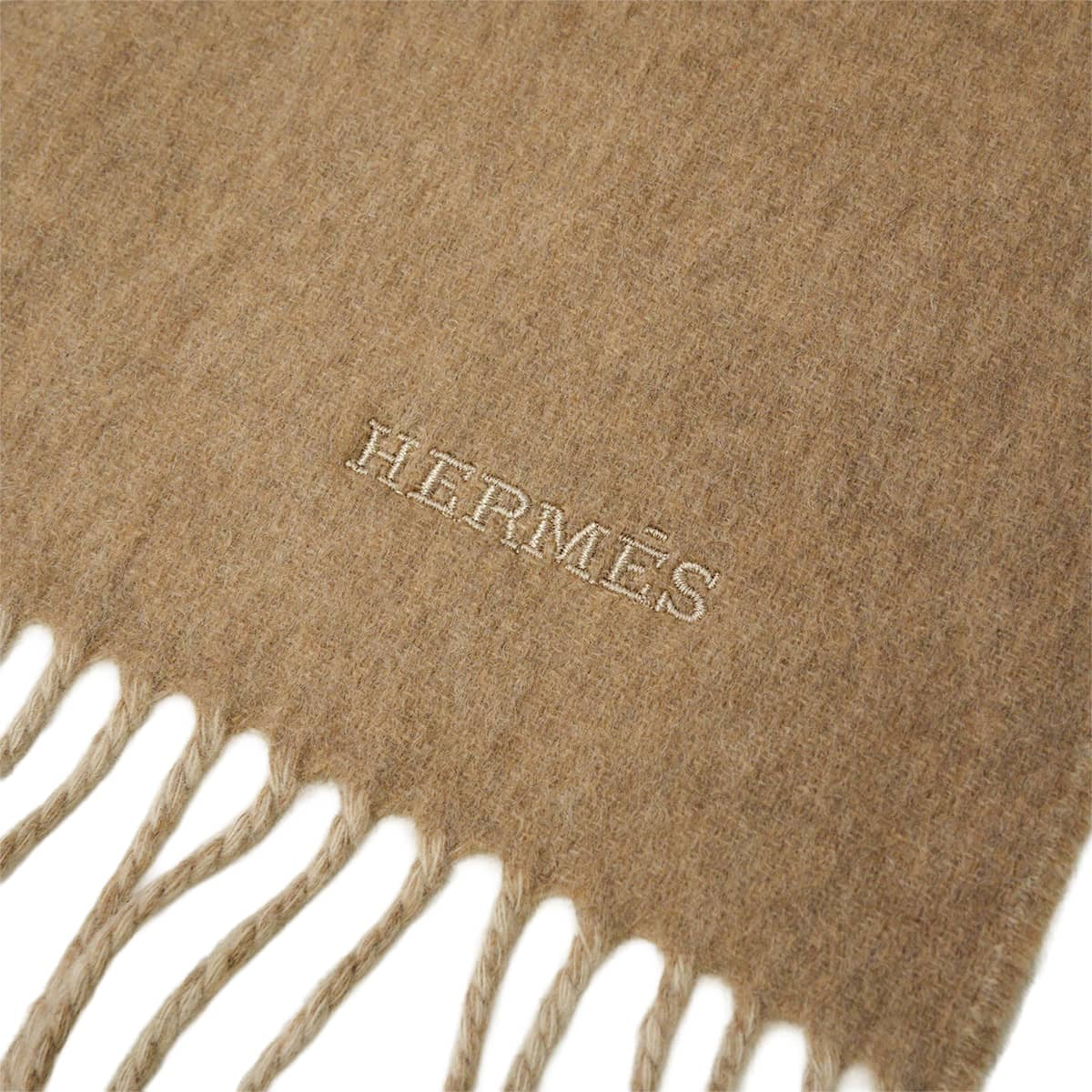 HERMES muffler Bicolor Recto-Verso Reversible Marron Grace/Craie Cashmere100% H393850T 13[BRAND NEW][Authentic]