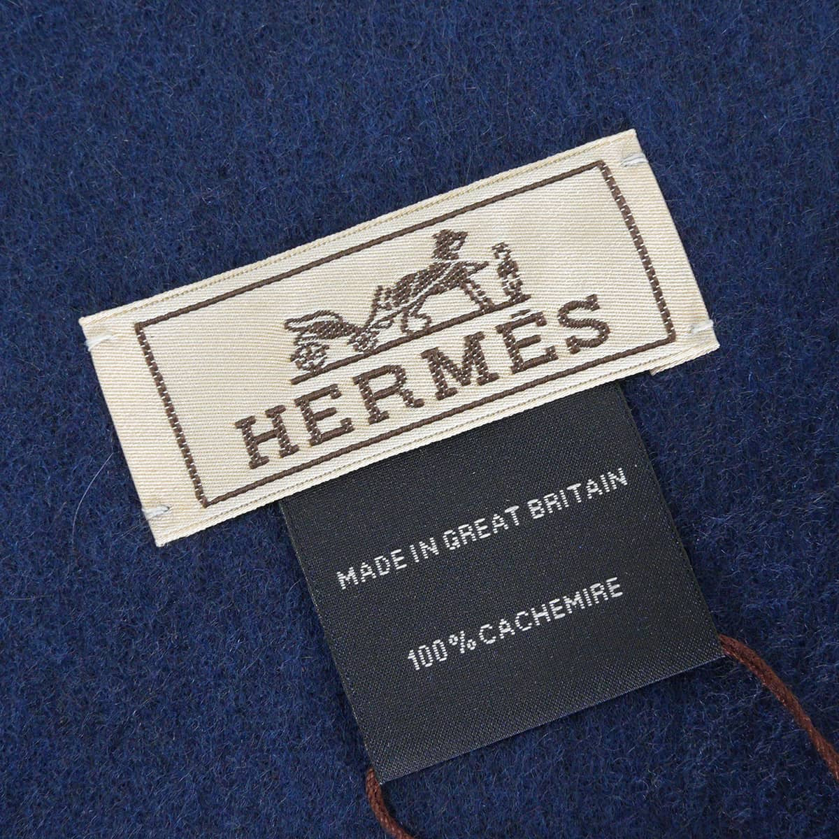 HERMES muffler Bicolor Recto-Verso Reversible MarineOcean Cashmere100% H393850T 01[BRAND NEW][Authentic]