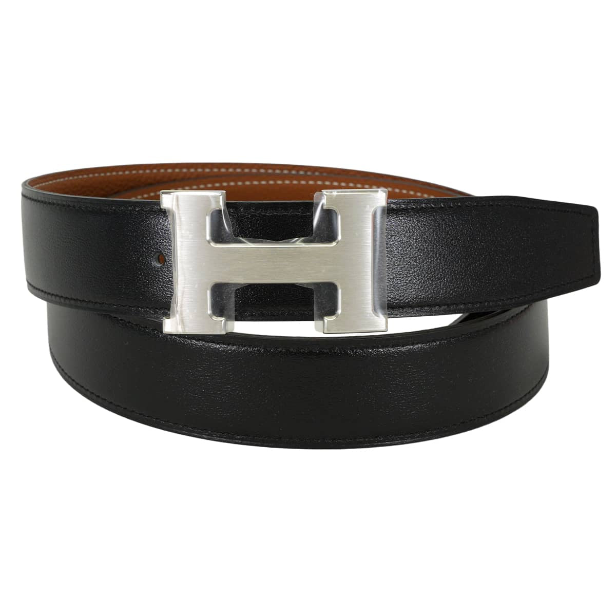 HERMES belt H Belt Constance 32 Reversible Gold/Noir (Black) Veau Togo/Box Calf #90 Mat Silver HW Stamp K[BRAND NEW][Authentic]