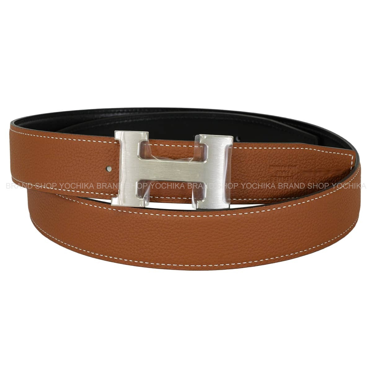 HERMES belt H Belt Constance 32 Reversible Gold/Noir (Black) Veau Togo/Box Calf #90 Mat Silver HW Stamp K[BRAND NEW][Authentic]