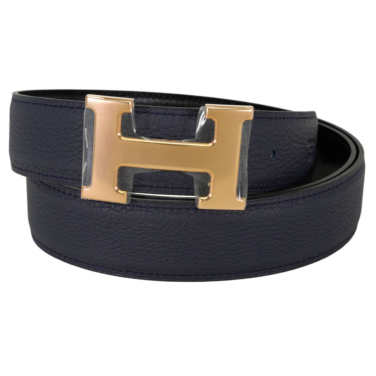 HERMES belt H Belt Constance 32 Reversible Blue Indigo/Noir (Black) Veau Togo/Box Calf #90 Rose Gold HW Stamp W[BRAND NEW][Authentic]