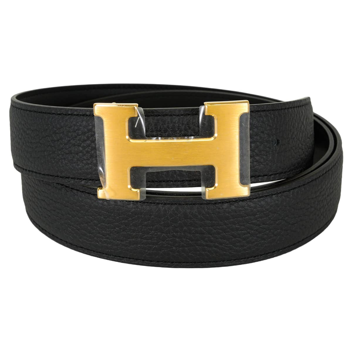 HERMES belt H Belt Constance 32 Reversible Noir (Black) Veau Togo/Veau Swift #95 Mat Gold HW Stamp K[BRAND NEW][Authentic]