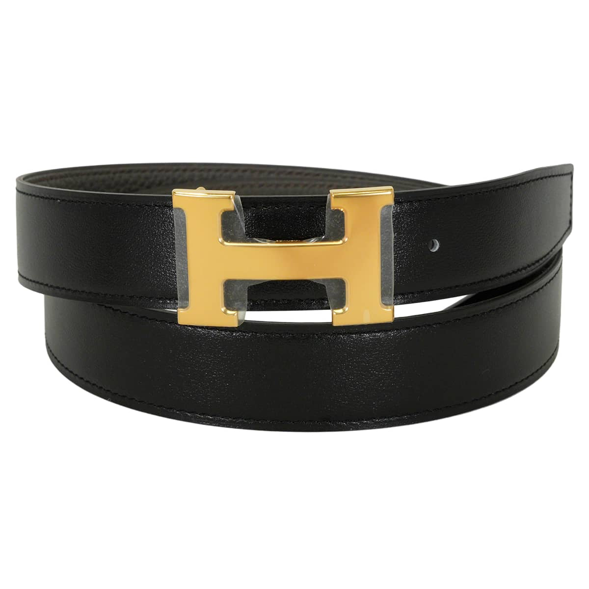 HERMES belt H Belt Constance 32 Reversible Etain/Noir (Black) Veau Togo/Box Calf #95 Gold HW Stamp K[BRAND NEW][Authentic]