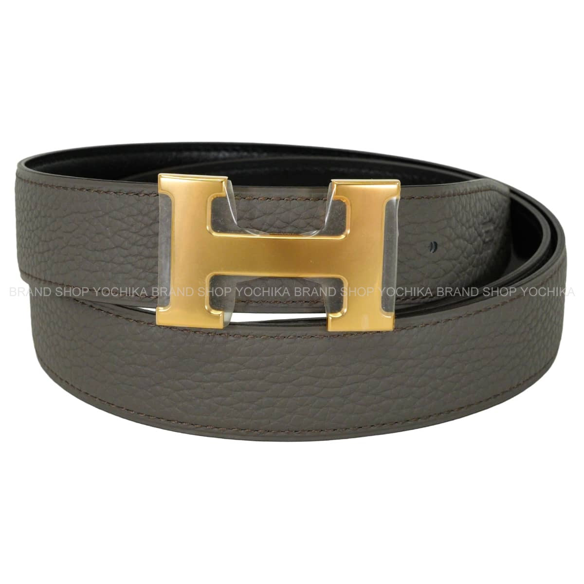 HERMES belt H Belt Constance 32 Reversible Etain/Noir (Black) Veau Togo/Box Calf #95 Gold HW Stamp K[BRAND NEW][Authentic]