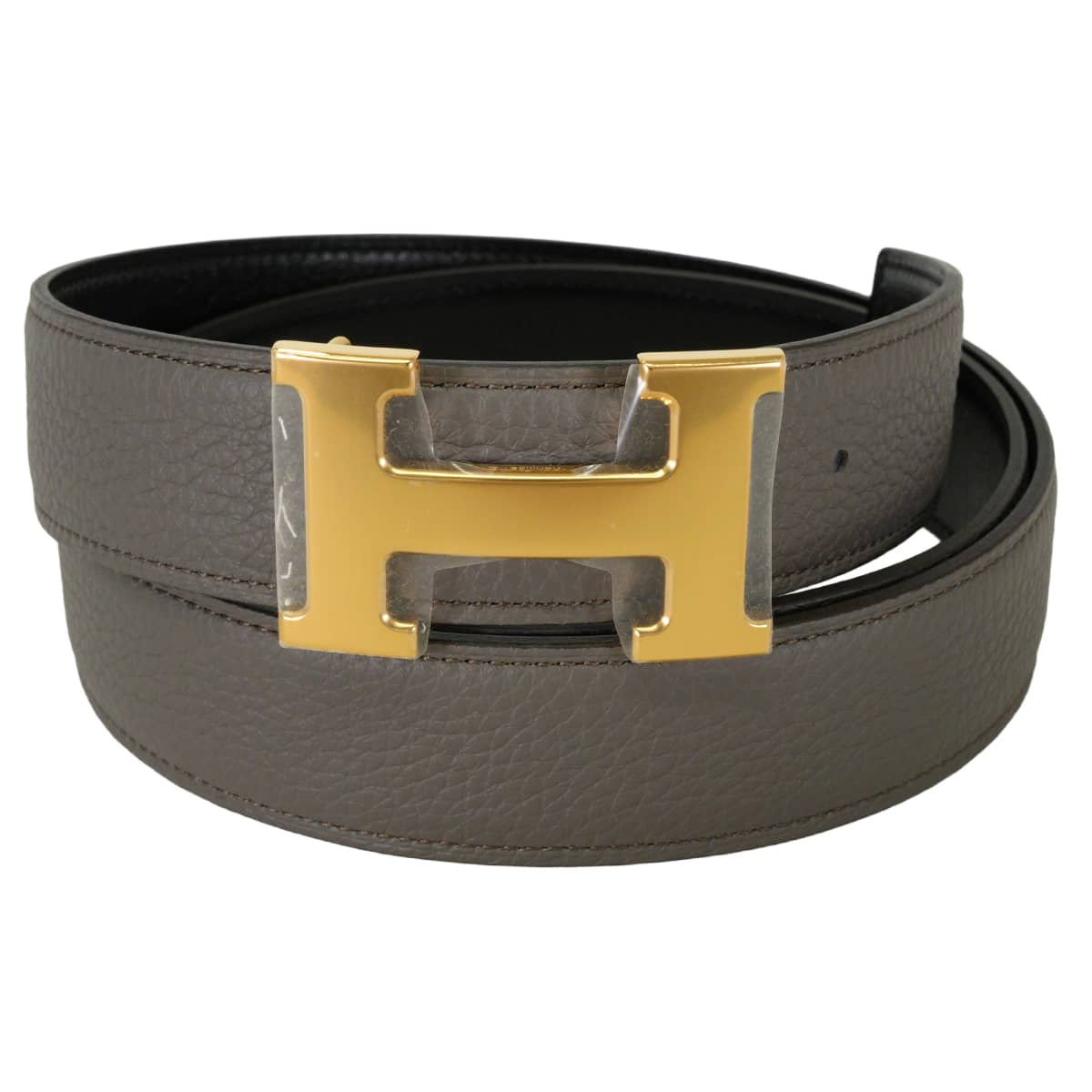 HERMES belt H Belt Constance 32 Reversible Etain/Noir (Black) Veau Togo/Box Calf #90 Gold HW Stamp K[BRAND NEW][Authentic]