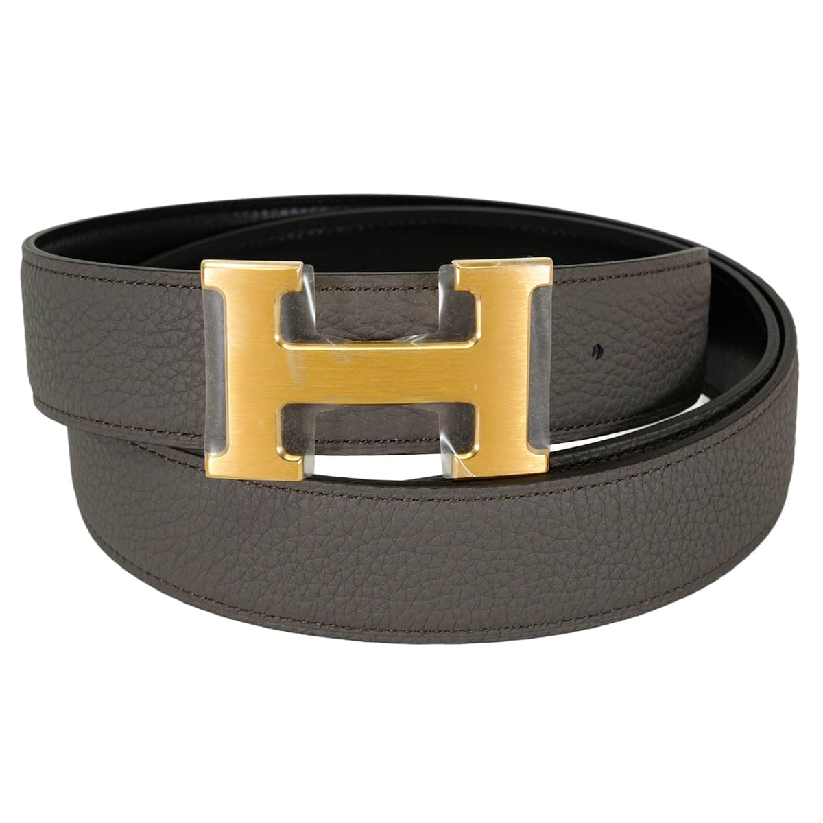 HERMES belt H Belt Constance 32 Reversible Etain/Noir (Black) Veau Togo/Box Calf #90 Mat Gold HW Stamp K[BRAND NEW][Authentic]