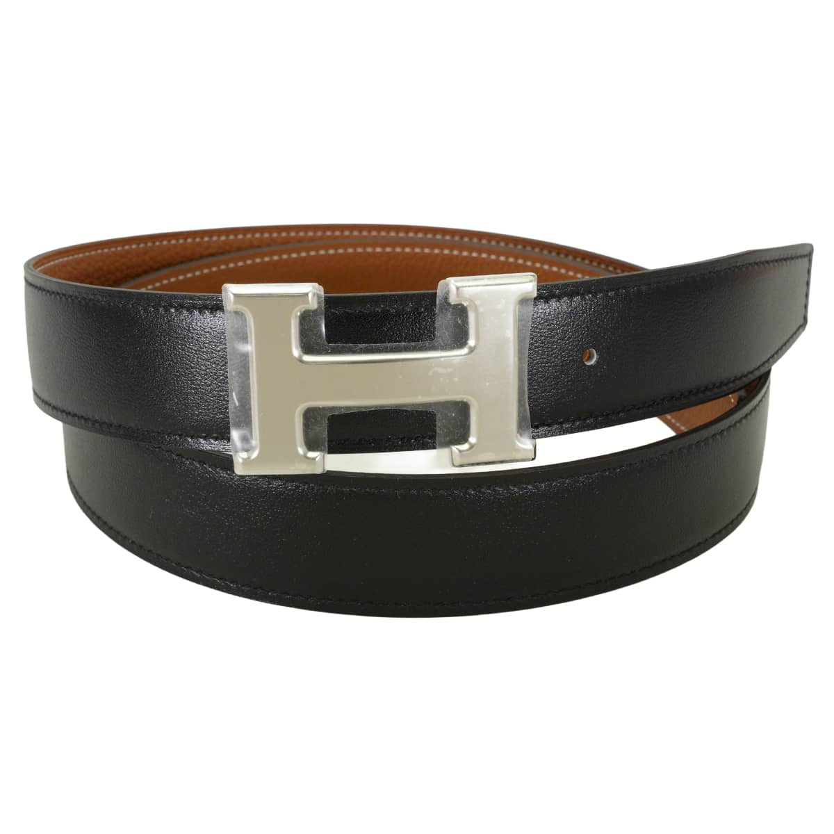HERMES belt H Belt Constance 32 Reversible Gold/Noir (Black) Veau Togo/Box Calf #90 Silver HW Stamp K[BRAND NEW][Authentic]