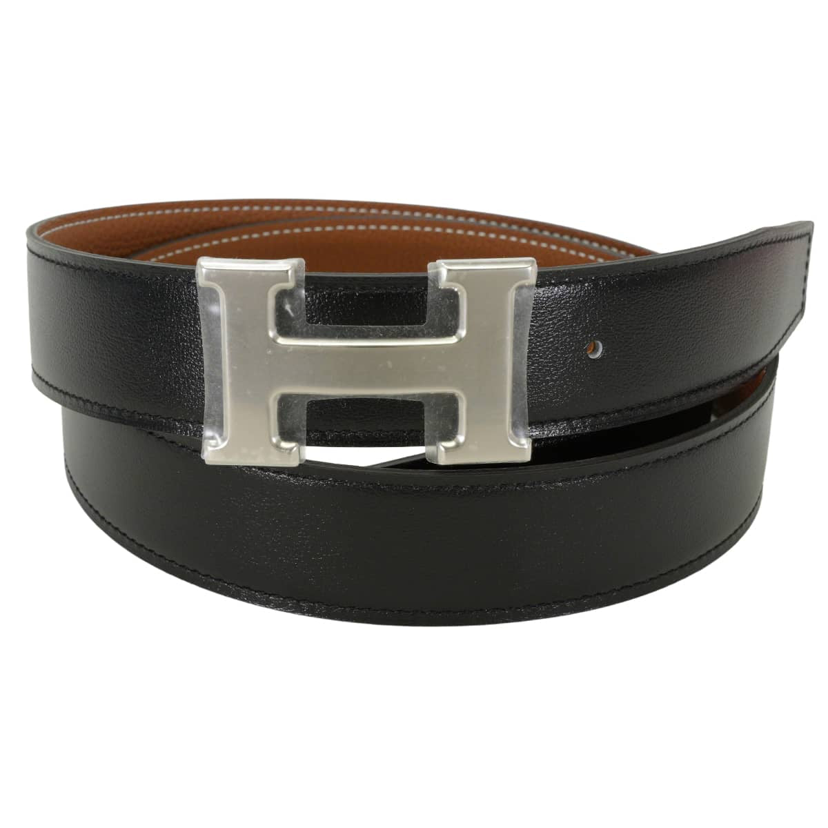 HERMES belt H Belt Constance 32 Reversible Gold/Noir (Black) Veau Togo/Box Calf #95 Silver HW Stamp K[BRAND NEW][Authentic]