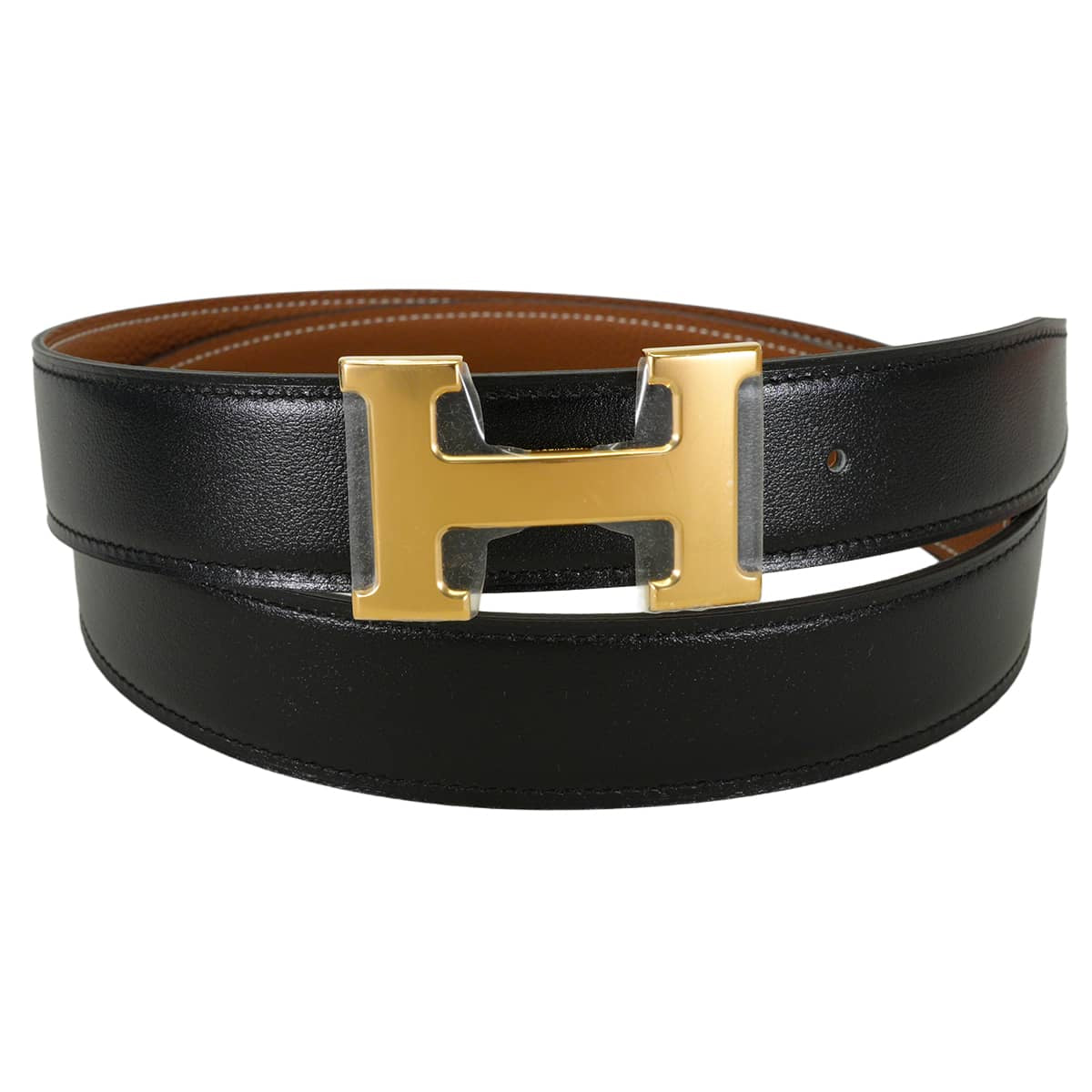HERMES belt H Belt Constance 32 Reversible Gold/Noir (Black) Veau Togo/Box Calf #95 Gold HW Stamp K[BRAND NEW][Authentic]