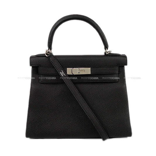 HERMES Shoulder bag Kelly28 Retourne Noir (Black) Veau Togo Silver HW Stamp B[BRAND NEW][Authentic]