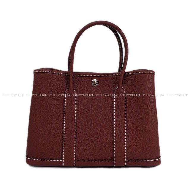 HERMES tote bag Garden Party 30 TPM White Stitch Rouge H Veau Negonda Silver HW Stamp U[BRAND NEW][Authentic]