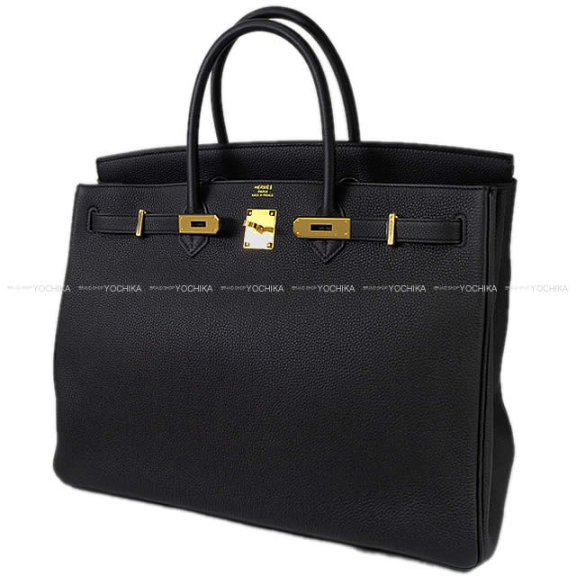 HERMES Handbag Birkin40 Noir (Black) Veau Togo Gold HW Stamp U[EXCELLENT][Authentic]