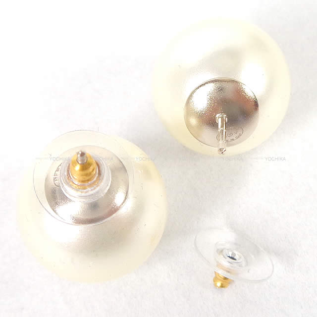 CHANEL pierced earring COCO Mark Big Pearl  Champagne Gold HW A85148[EXCELLENT][Authentic]