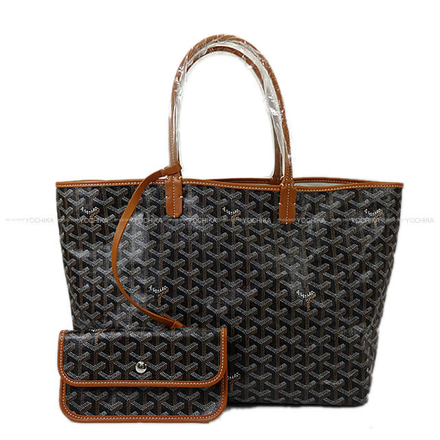 GOYARD tote bag SAINT LOUI PM Noir (Black)/Brown PVC coated canvas Calf Silver HW[BRAND NEW][Authentic]