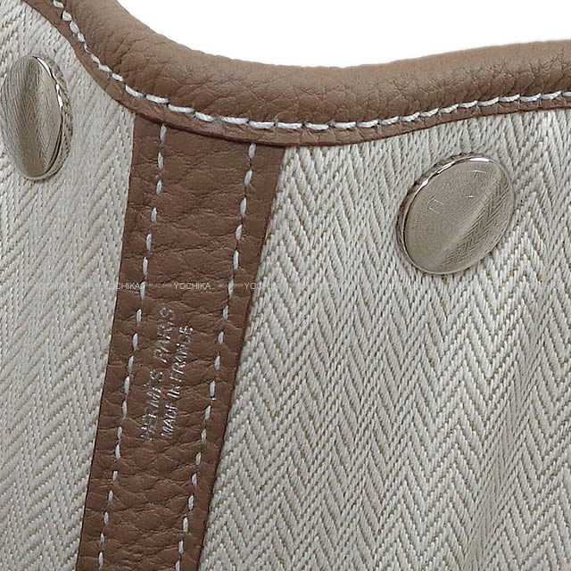 HERMES tote bag Garden Party 30 TPM All Leather Etoupe Veau Negonda Silver HW Stamp Z[EXCELLENT][Authentic]