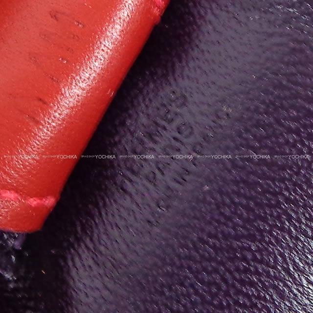 HERMES bag charm Rodeo PM Raisin/Flamingo/Rouge Vif/Argile(1F) Agneau Milo Stamp A[EXCELLENT][Authentic]