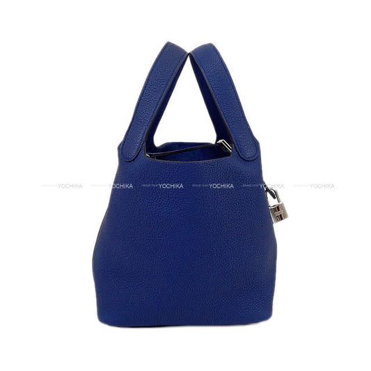 HERMES Handbag Picotin Lock 18 PM Bleu Saphir Taurillon Maurice Silver HW Stamp B[BRAND NEW][Authentic]