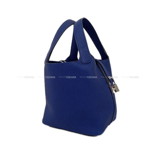 HERMES Handbag Picotin Lock 18 PM Bleu Saphir Taurillon Maurice Silver HW Stamp B[BRAND NEW][Authentic]