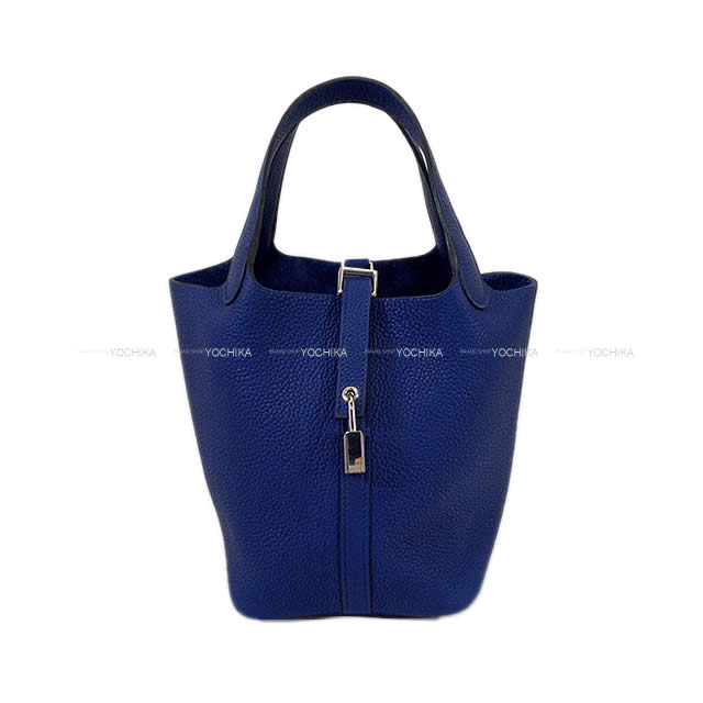 HERMES Handbag Picotin Lock 18 PM Bleu Saphir Taurillon Maurice Silver HW Stamp B[BRAND NEW][Authentic]