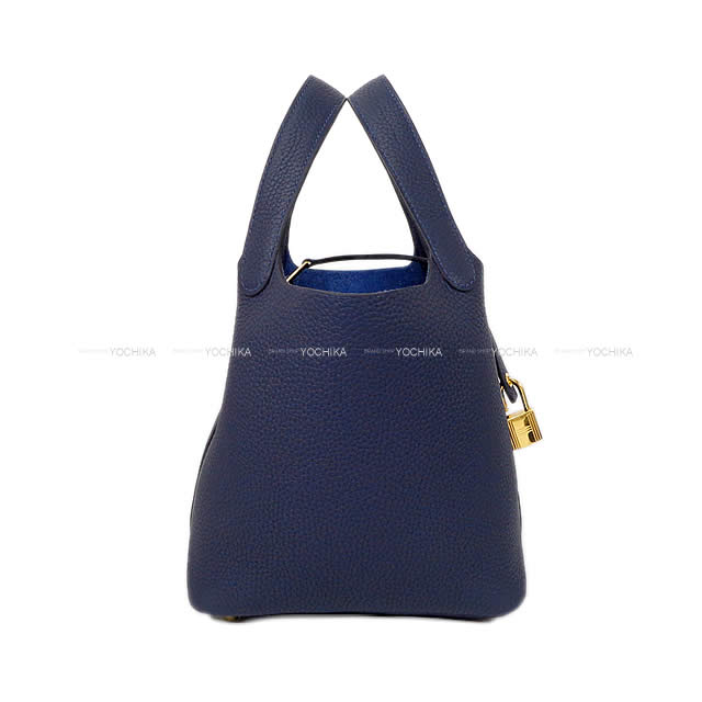 HERMES Handbag Picotin Lock 18 PM Bleu Nuit Taurillon Clemence Gold HW Stamp B[BRAND NEW][Authentic]