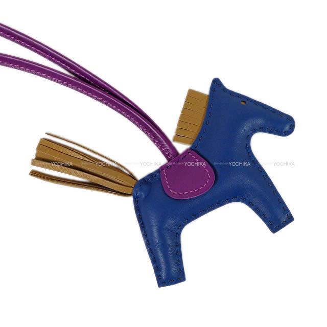 HERMES bag charm Rodeo PM Bleu de Malte/Ultraviolet/Kraft Agneau Milo Stamp D[EXCELLENT][Authentic]