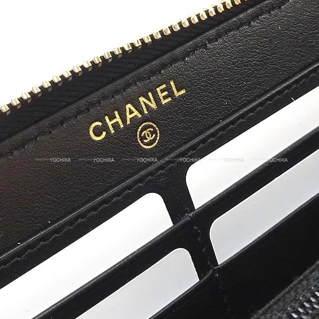 CHANEL long wallet Deauville Round long wallet Navy/Noir (Black) Nylon Canvas/Calf Gold HW A81977[EXCELLENT][Authentic]