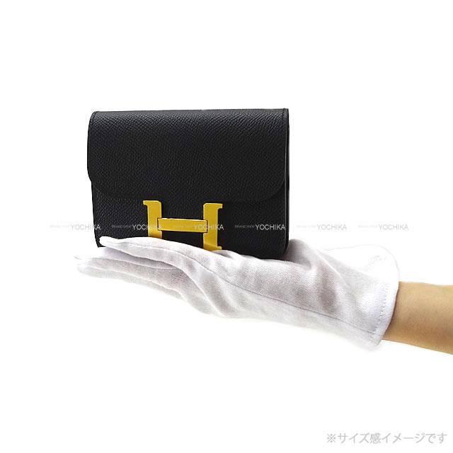 HERMES Bi-fold wallet Constance Slim  Noir (Black) Veau Epsom Gold HW Stamp U[BRAND NEW][Authentic]