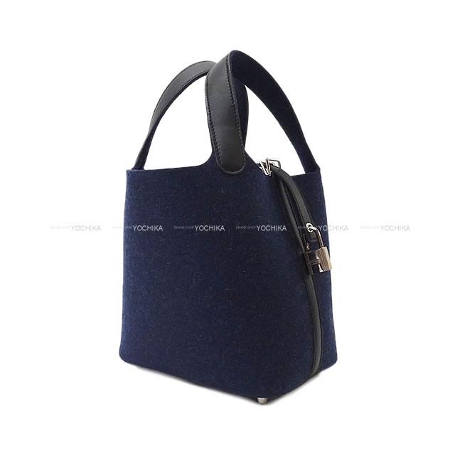 2020AW HERMES Handbag Picotin Lock 18 PM Bleu Nuit/Noir (Black) Feutre(Felt)/Veau Swift Silver HW Stamp Z[EXCELLENT][Authentic]