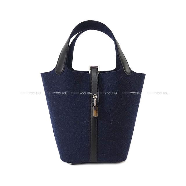 2020AW HERMES Handbag Picotin Lock 18 PM Bleu Nuit/Noir (Black) Feutre(Felt)/Veau Swift Silver HW Stamp Z[EXCELLENT][Authentic]