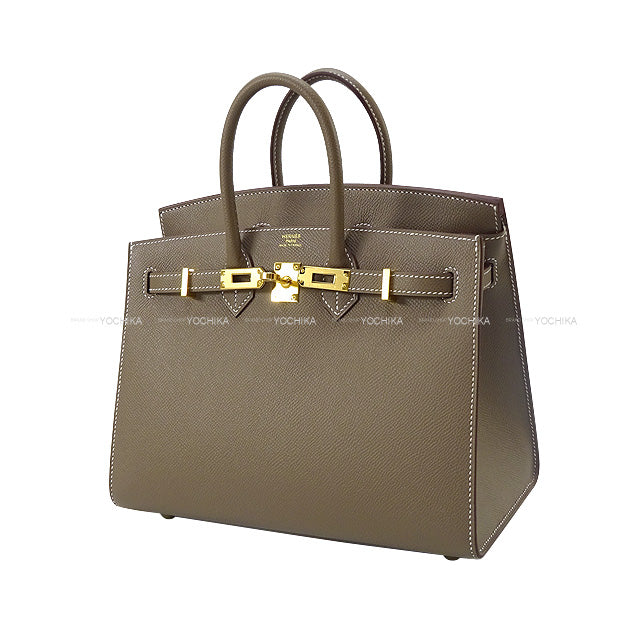 HERMES Handbag Birkin25 Sellier Etoupe Veau Epsom Gold HW Stamp B[BRAND NEW][Authentic]