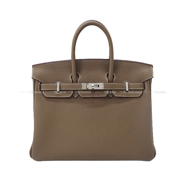 HERMES Handbag Birkin25 Etoupe Veau Togo Silver HW Stamp Y[EXCELLENT][Authentic]