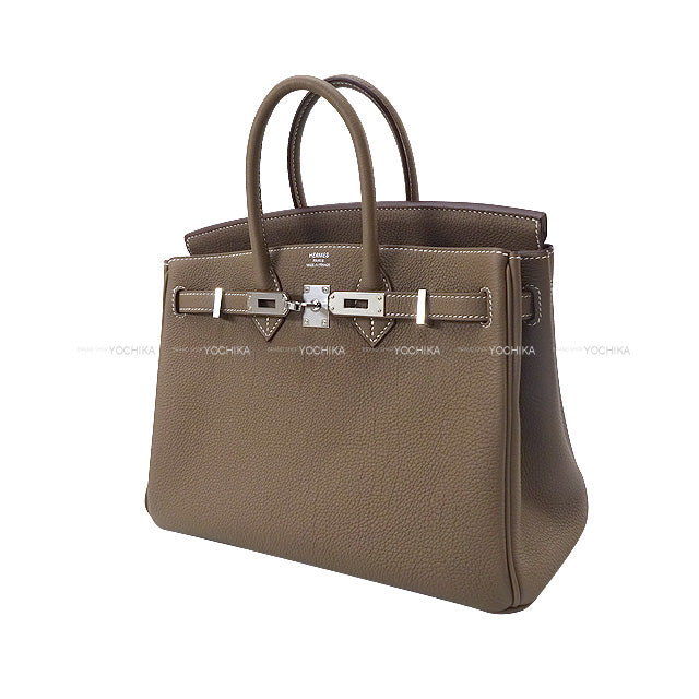 HERMES Handbag Birkin25 Etoupe Veau Togo Silver HW Stamp Y[EXCELLENT][Authentic]