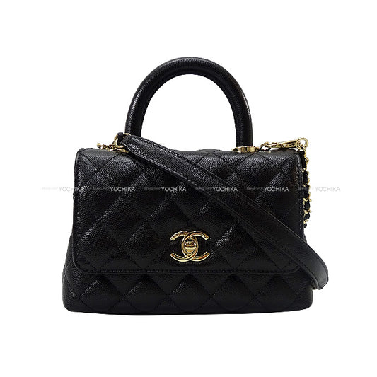 CHANEL Shoulder bag Matelasse CoCo Handle XXS 2Way Chain Noir (Black)/Bordeaux Graind Calf(Caviarskin) Champagne Gold HW AS2215[BRAND NEW][Authentic]