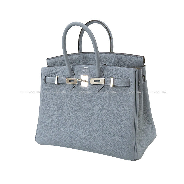 HERMES Handbag Birkin25 Verso Bleu Lin/Beige de Weimar Veau Togo Silver HW Stamp U[BRAND NEW][Authentic]