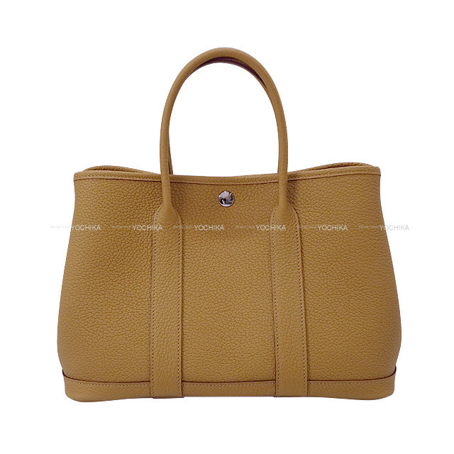 HERMES tote bag Garden Party 30 TPM All Leather Biscuit Veau Negonda Silver HW Stamp B[BRAND NEW][Authentic]